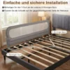 198 x 60 cm Klappbares Bettgitter mit Abnehmbarem Oxford-Bezug Bettschutzgitter Grau