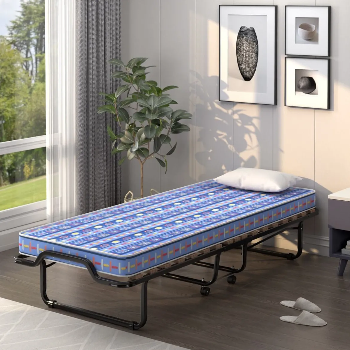 80x 200 cm Klappbares Gästebett Faltbares Faltbett mit Matratze aus Rückstellschaum