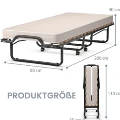 80x 200 cm Klappbares Gästebett Faltbares Faltbett mit Matratze aus Rückstellschaum