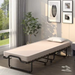 80x 200 cm Klappbares Gästebett Faltbares Faltbett mit Matratze aus Rückstellschaum