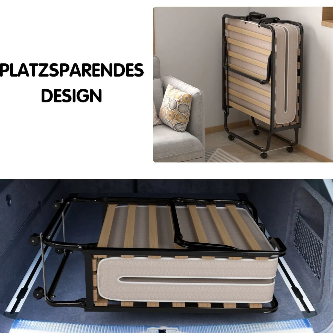 80x 200 cm Klappbares Gästebett Faltbares Faltbett mit Matratze aus Rückstellschaum