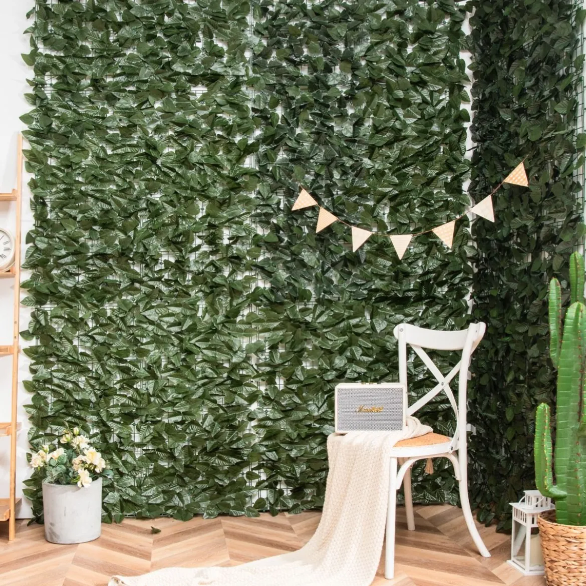 300 x 100 cm Künstliches Pflanzenwand Efeublättern Sichtschutz Heckenpflanze Windschutz