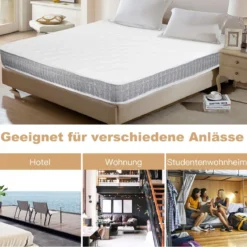 90 x 200cm Memory Schaum Bettmatratze Matratze Härtegrad 3 (H3) Matratzentopper für guten Schlaf Druckentlastung