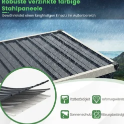117 x 89 cm Metall Außenschuppen Wetterfest & Rostfreier Farbstahl Werkzeugschuppen mit abschließbarer Tür Grau