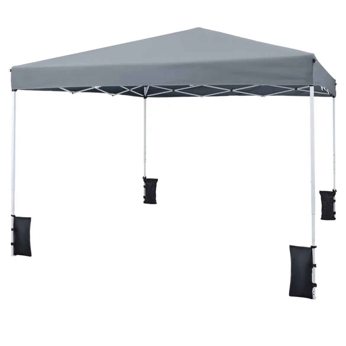 290 x 290 cm Pop-Up-Pavillon Höhenverstellbar Faltbar mit Zubehör für Camping Strand Grau