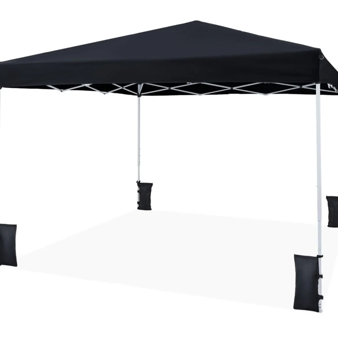 290 x 290 cm Pop-Up-Pavillon Höhenverstellbar mit Zubehör für Strand Camping Schwarz