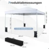 290 x 290 cm Pop-Up-Pavillon Höhenverstellbar Faltbar mit Zubehör für Camping Strand Weiß