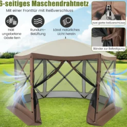 350 x 350 cm Pop-up Pavillon mit Tragetasche & Netzwänden Partyzelt Faltpavillon Gartenpavillon