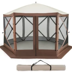 350 x 350 cm Pop-up Pavillon mit Tragetasche & Netzwänden Partyzelt Faltpavillon Gartenpavillon
