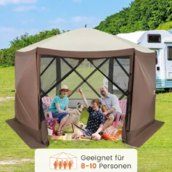 350 x 350 cm Pop-up Pavillon mit Tragetasche & Netzwänden Partyzelt Faltpavillon Gartenpavillon