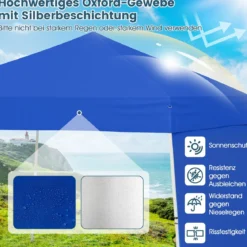 430 x 280cm Pop-up Pavillon mit 2 Umwandelbaren Seitenwänden zu Markise Blau