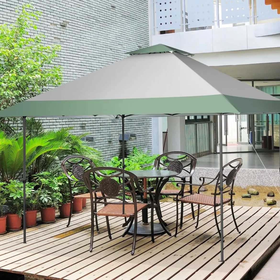 400 x 400 cm Pop-Up-Pavillon UV-Überdachungszelt mit 4 verstärkten Rippen Grün