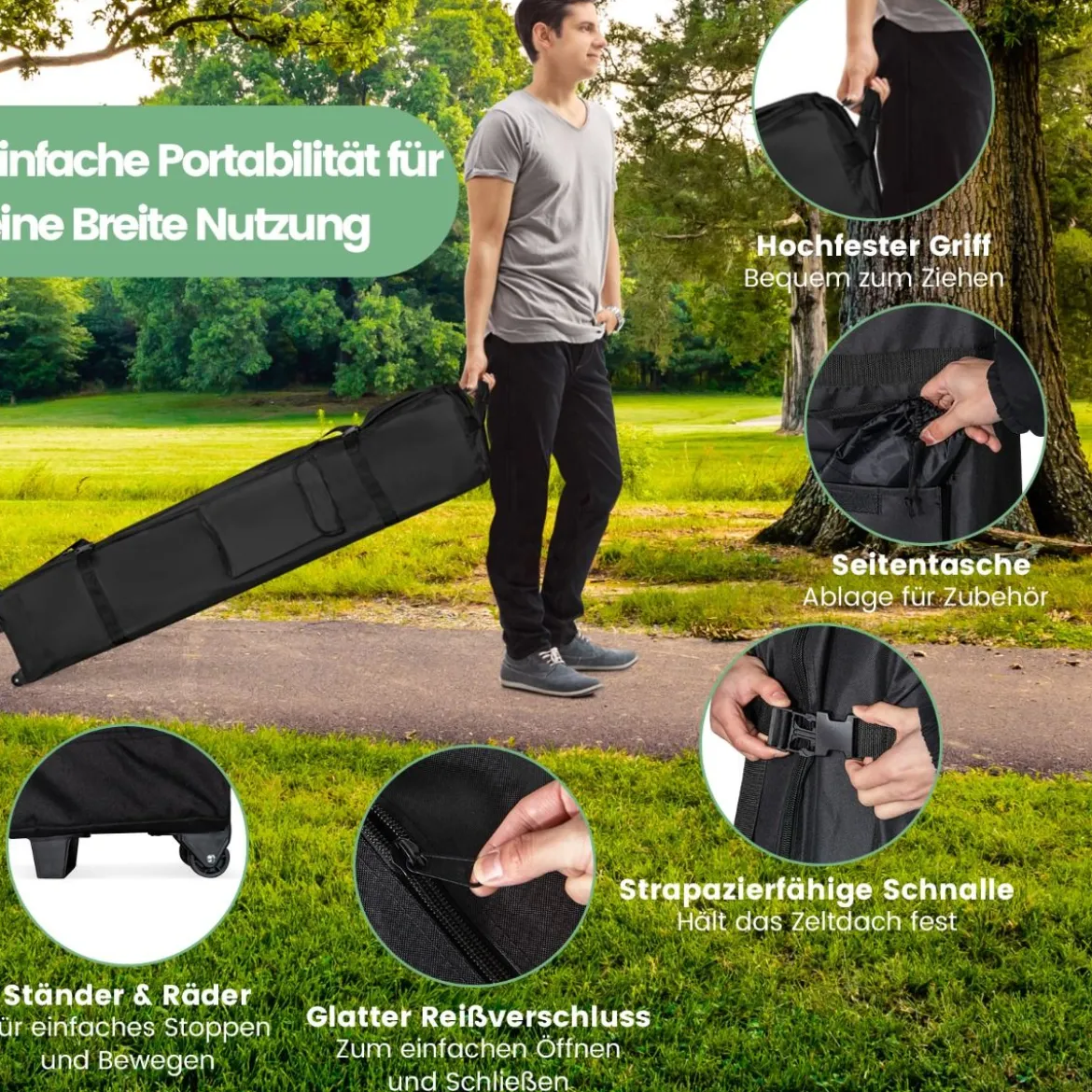 400 x 400 cm Pop-Up-Pavillon UV-Überdachungszelt mit 4 verstärkten Rippen Grün