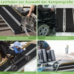 122 x 74 cm Rollstuhlrampe Tragbare & Anti-Rutsch Klapprampe bis zu 272kg Belastbar Aluminium