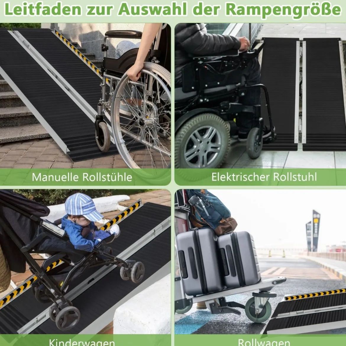122 x 74 cm Rollstuhlrampe Tragbare & Anti-Rutsch Klapprampe bis zu 272kg Belastbar Aluminium