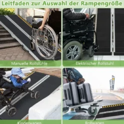 183 x 74 cm Rollstuhlrampe Tragbare & Anti-Rutsch Klapprampe bis zu 272kg Belastbar Aluminium