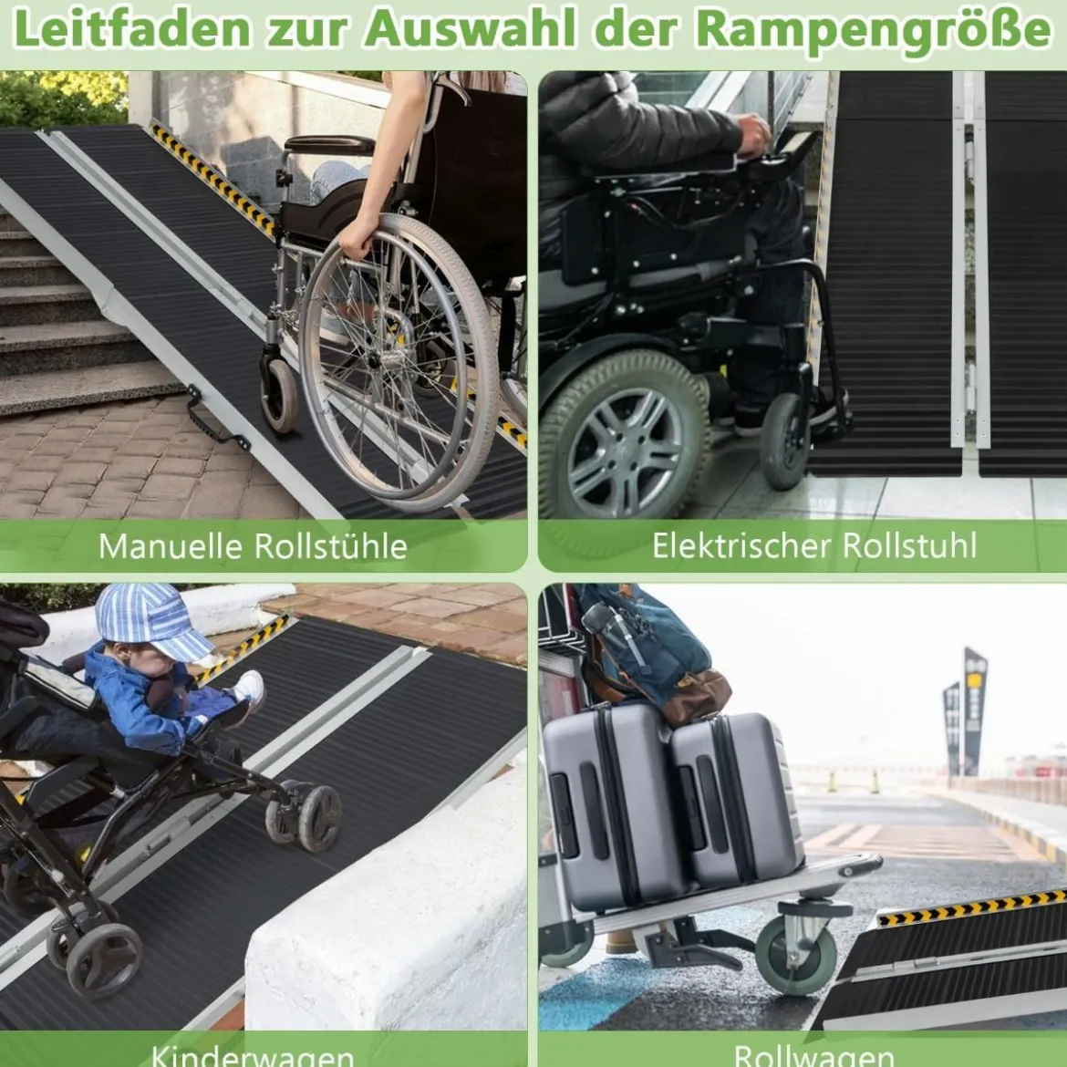 183 x 74 cm Rollstuhlrampe Tragbare & Anti-Rutsch Klapprampe bis zu 272kg Belastbar Aluminium