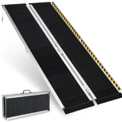 183 x 74 cm Rollstuhlrampe Tragbare & Anti-Rutsch Klapprampe bis zu 272kg Belastbar Aluminium