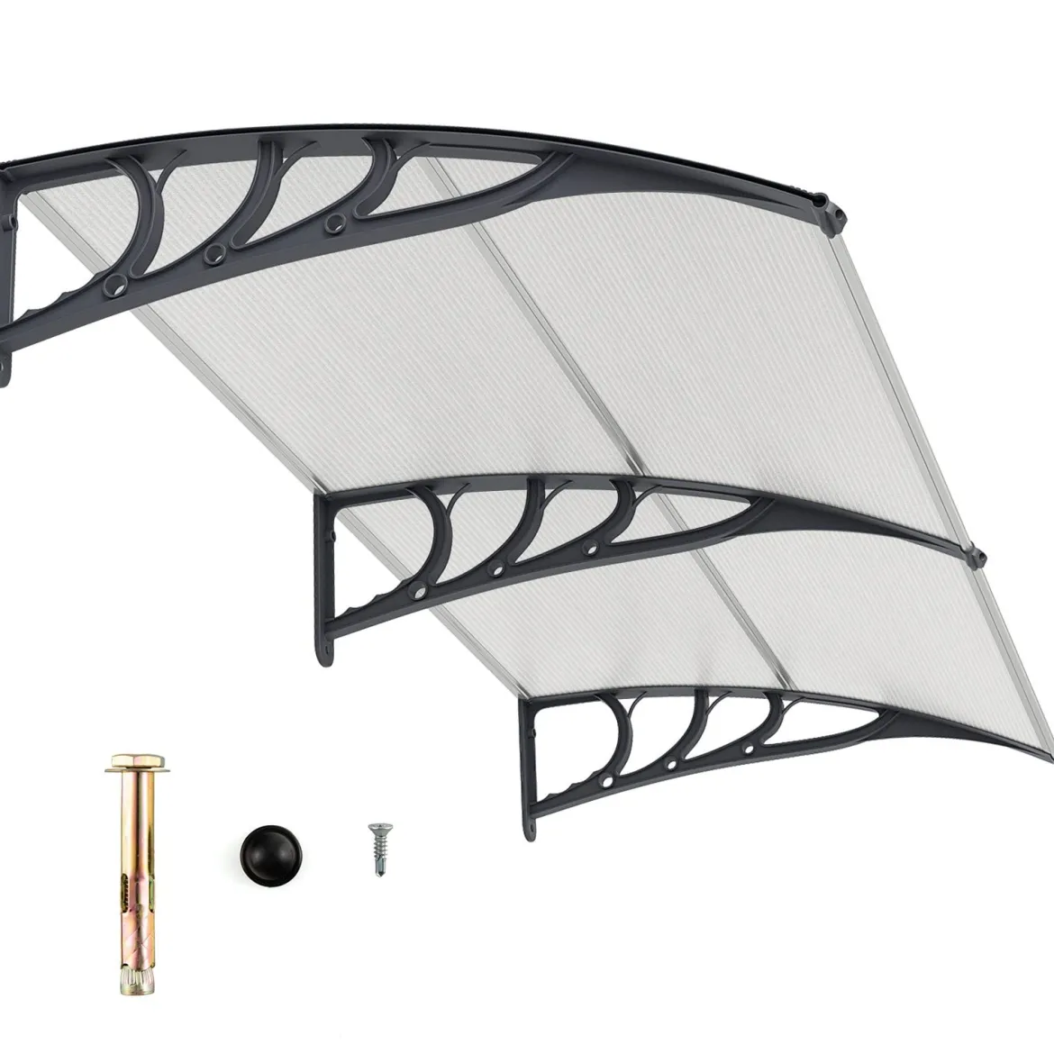 199 x 99 cm Vordach für Haustür Aluminium Überdachung Pultbogenvordach Haustürvordach Grau