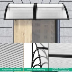 122 x 99 cm Vordach für Haustür Überdachung Haustürvordach Pultvordach