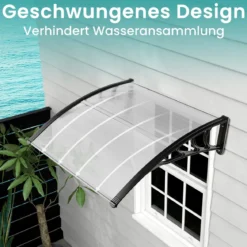 102 x 99 cm Vordach für Haustür Überdachung aus Aluminium und Polycarbonat Silber