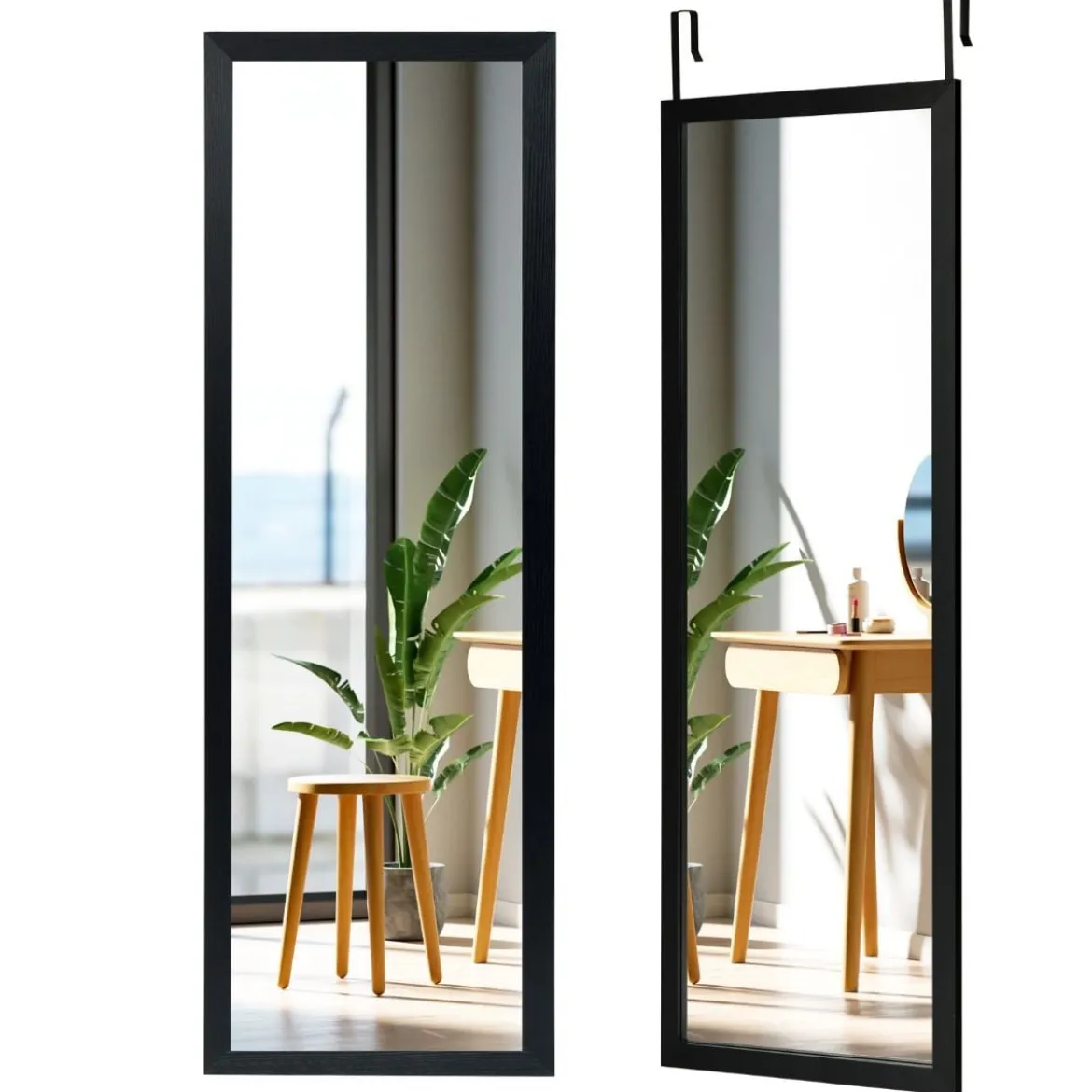 120 x 37 cm Wandspiegel Türspiegel mit Höhenverstellbaren Hängehaken Spiegel für Schlafzimmer