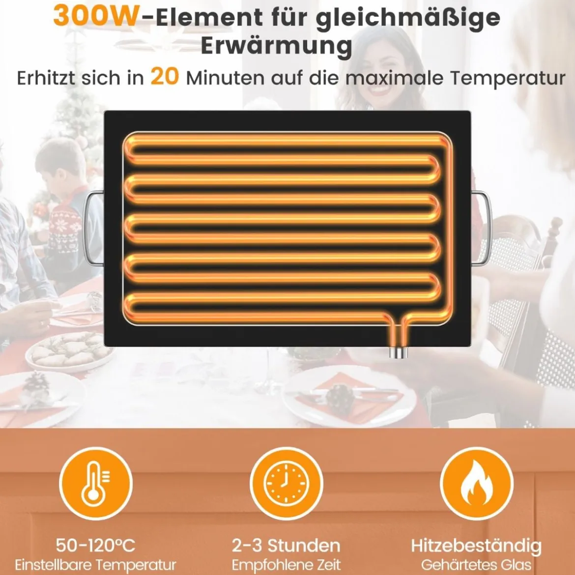 56 x 36 cm Warmhalteplatte Elektrischer Speisewärmer mit Heizplattenfunktion 50 - 120℃