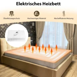 150 x 80 cm Wärmeunterbett mit Fernbedienung & Timer Maschinenwaschbar Weiß