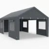 600 x 363 cm Zeltgarage Carport Garagenzelt Winterfest Lagerzelt mit abnehmbaren Seitenwänden Dunkelgrau
