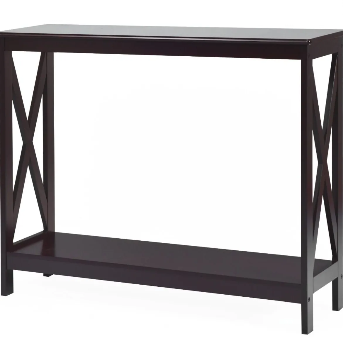 X-förmiger Schmaler Konsolentisch mit 2 Etagen 100 x 30 x 80 cm Braun