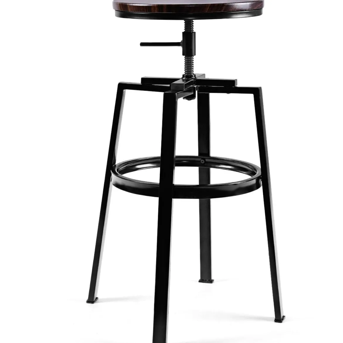 2 x Hocker Rund Tresenhocker Metall-Barstuhl Barhocker Holzhocker höhenverstellbar