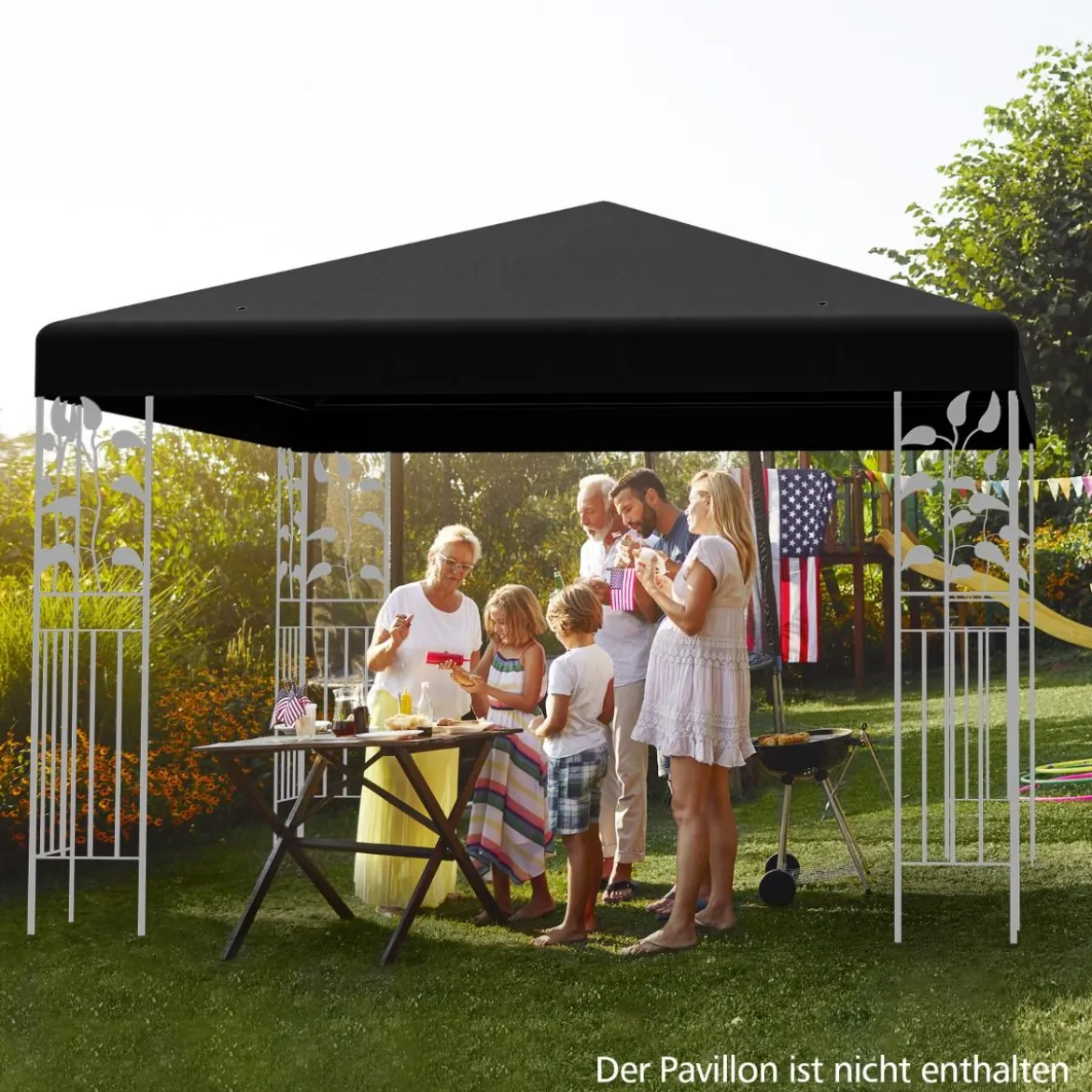 3x3m Ersatzdach für Pavillon Pavillondach Ersatzbezug mit Klettverschlüssen