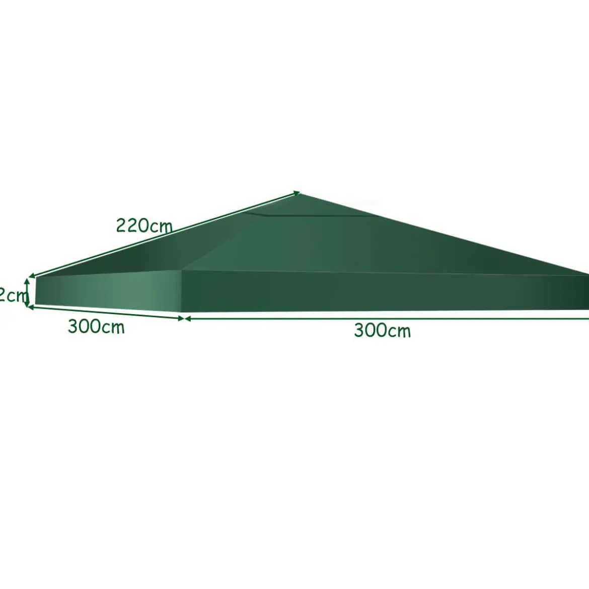3x3m Ersatzdach für Pavillon Pavillondach Ersatzbezug mit Klettverschlüssen