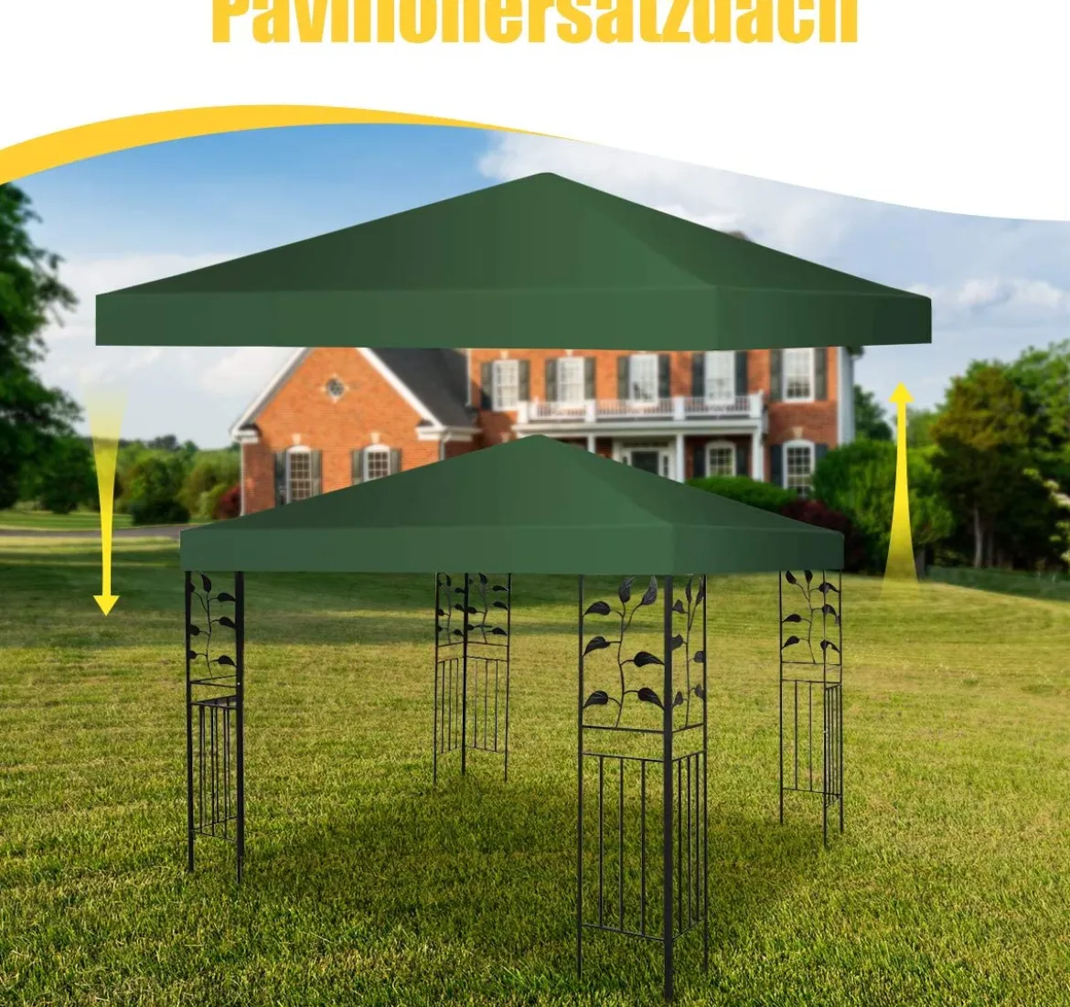 3x3m Ersatzdach für Pavillon Pavillondach Ersatzbezug mit Klettverschlüssen