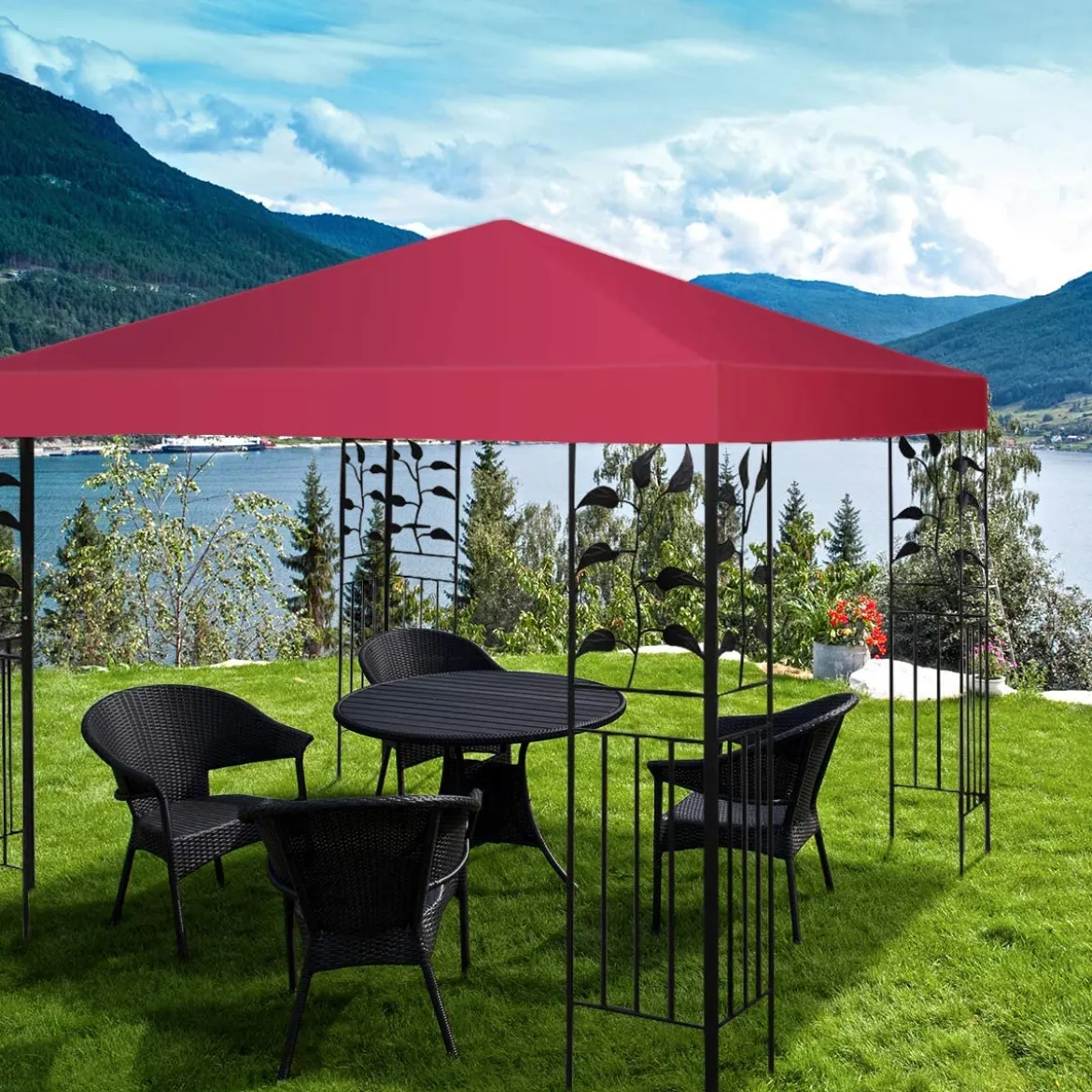 3x3m Ersatzdach für Pavillon Pavillondach Ersatzbezug mit Klettverschlüssen