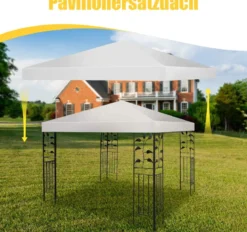 3x3m Ersatzdach für Pavillon Pavillondach Ersatzbezug mit Klettverschlüssen