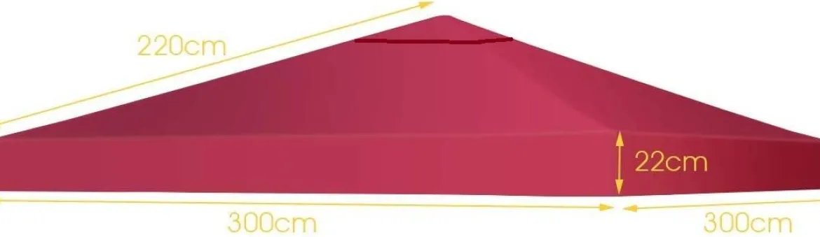 3x3m Ersatzdach für Pavillon Pavillondach Ersatzbezug mit Klettverschlüssen