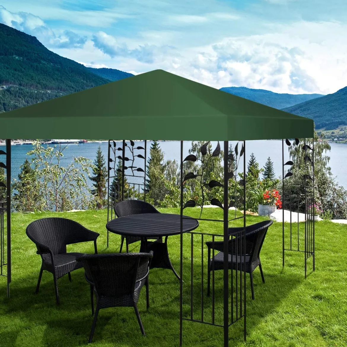 3x3m Ersatzdach für Pavillon Pavillondach Ersatzbezug mit Klettverschlüssen
