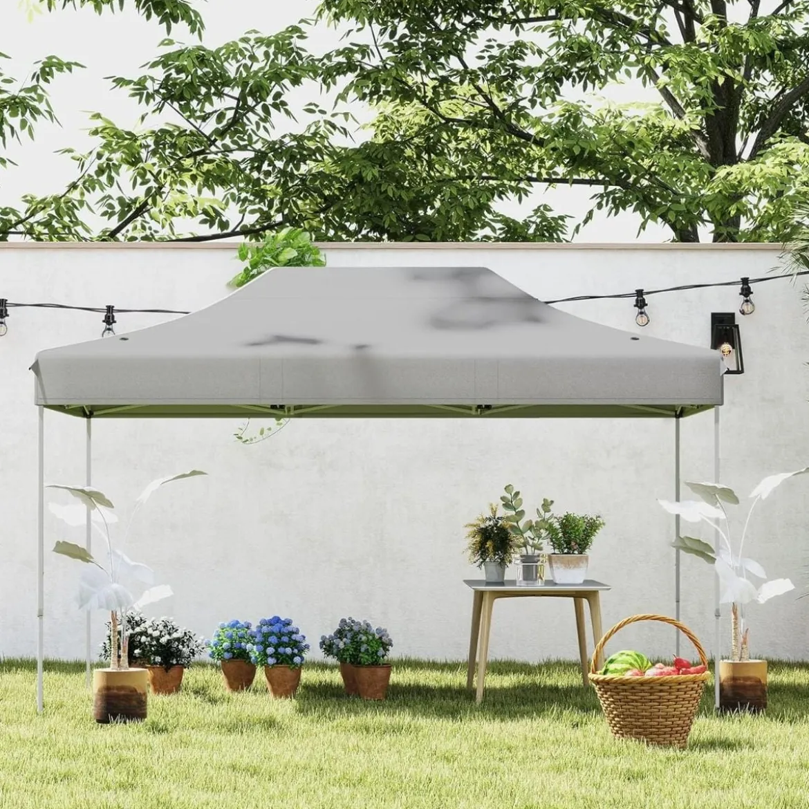 3 x 4,5 m Faltpavillon mit Rollentasche & 4 Seilen Höhenverstellbarer Pop Up Pavillon Gartenpavillon