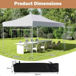 3 x 4,5 m Faltpavillon mit Rollentasche & 4 Seilen Höhenverstellbarer Pop Up Pavillon Gartenpavillon