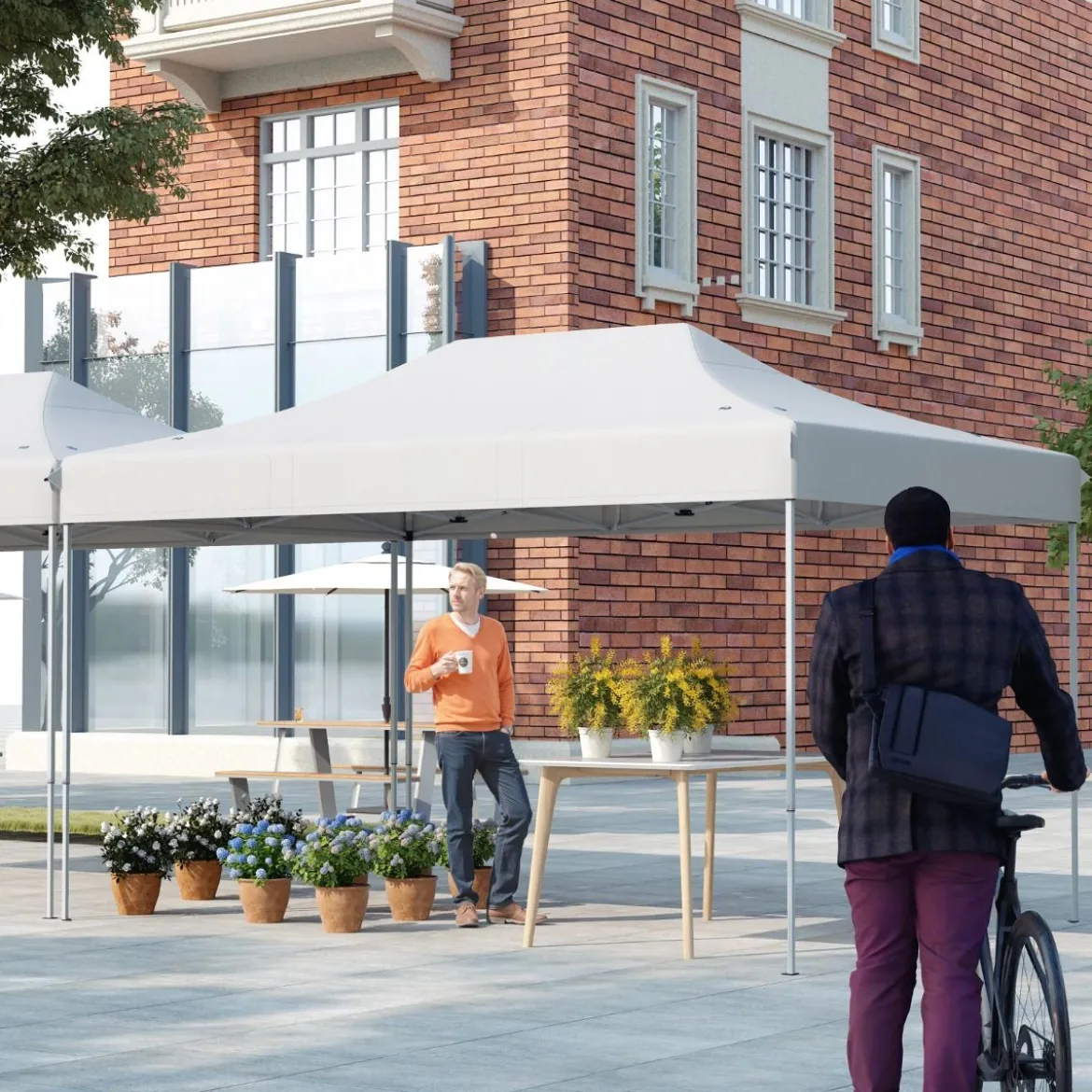 3 x 4,5 m Faltpavillon mit Rollentasche & 4 Seilen Höhenverstellbarer Pop Up Pavillon Gartenpavillon