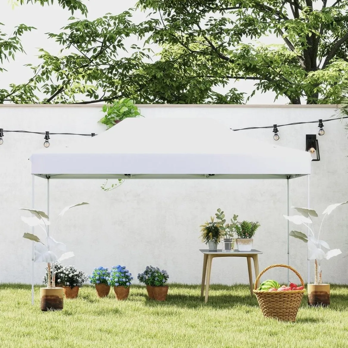 3 x 4,5 m Faltpavillon mit Rollentasche & 4 Seilen Höhenverstellbarer Pop Up Pavillon Gartenpavillon