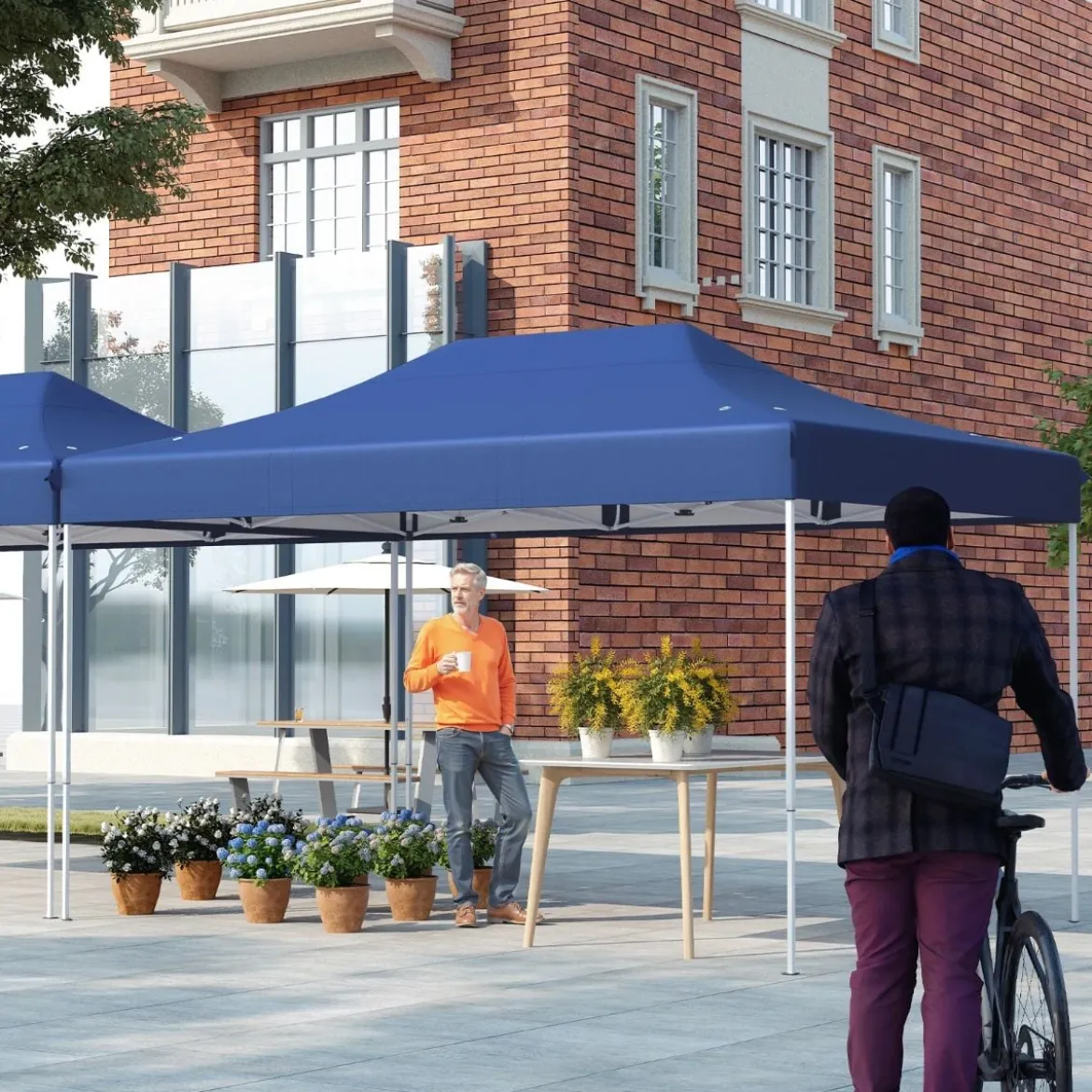 3 x 4,5 m Faltpavillon mit Rollentasche & 4 Seilen Höhenverstellbarer Pop Up Pavillon Gartenpavillon