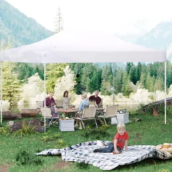 3 x 4,5 m Faltpavillon mit Rollentasche & 4 Seilen Höhenverstellbarer Pop Up Pavillon Gartenpavillon