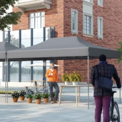 3 x 4,5 m Faltpavillon mit Rollentasche & 4 Seilen Höhenverstellbarer Pop Up Pavillon Gartenpavillon