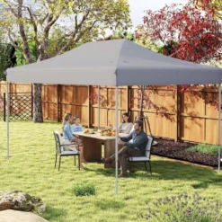 3 x 4,5 m Faltpavillon mit Rollentasche & 4 Seilen Höhenverstellbarer Pop Up Pavillon Gartenpavillon