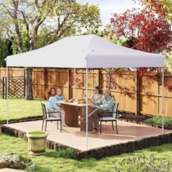3 x 4,5 m Faltpavillon mit Rollentasche & 4 Seilen Höhenverstellbarer Pop Up Pavillon Gartenpavillon