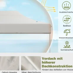 3 x 4,5 m Faltpavillon mit Rollentasche & 4 Seilen Höhenverstellbarer Pop Up Pavillon Gartenpavillon
