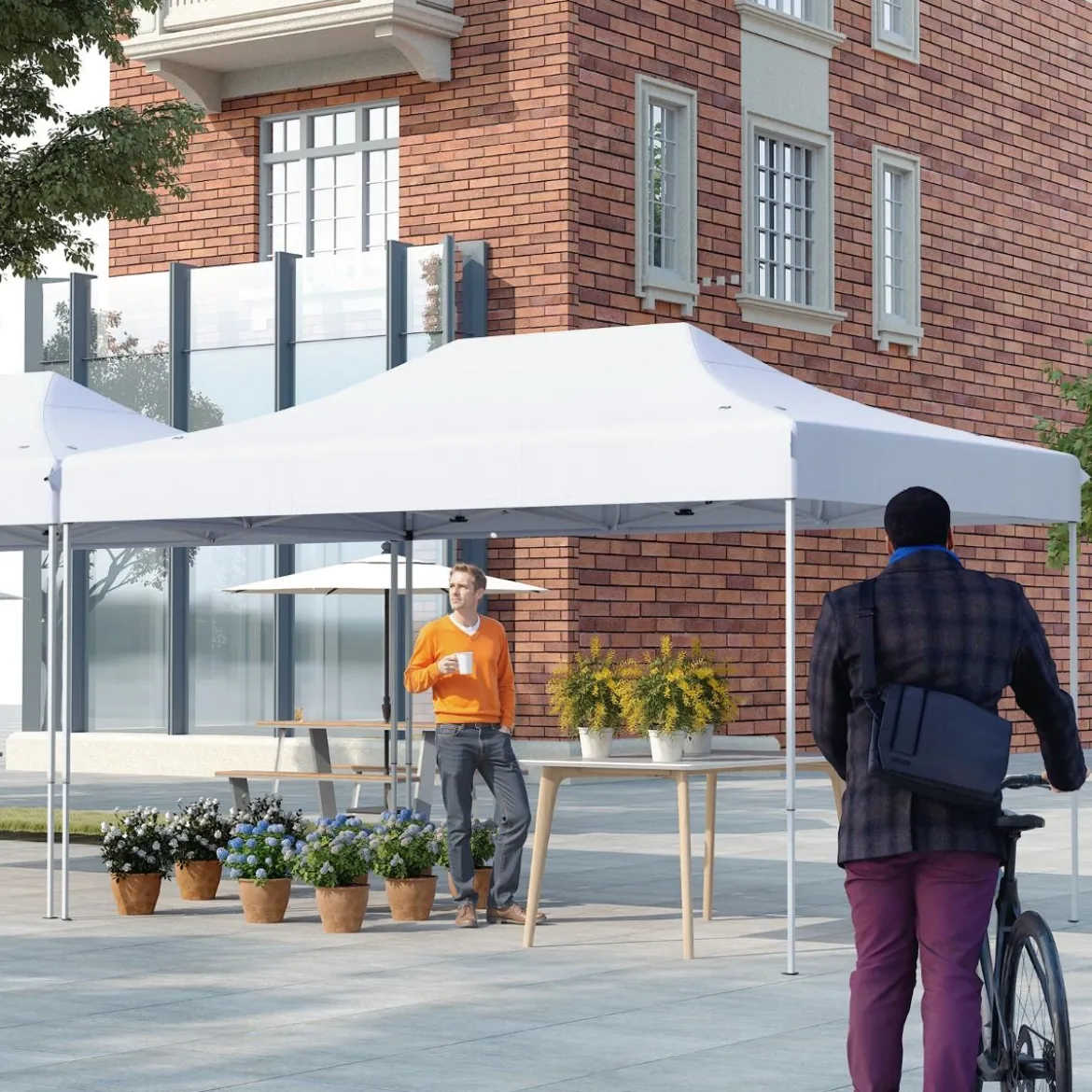 3 x 4,5 m Faltpavillon mit Rollentasche & 4 Seilen Höhenverstellbarer Pop Up Pavillon Gartenpavillon