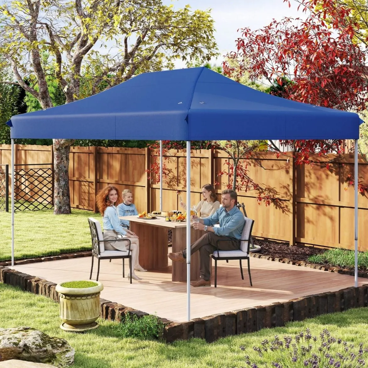 3 x 4,5 m Faltpavillon mit Rollentasche & 4 Seilen Höhenverstellbarer Pop Up Pavillon Gartenpavillon
